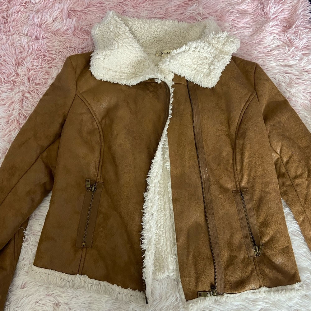 brown fluffed inside vintage TEDDY jacket